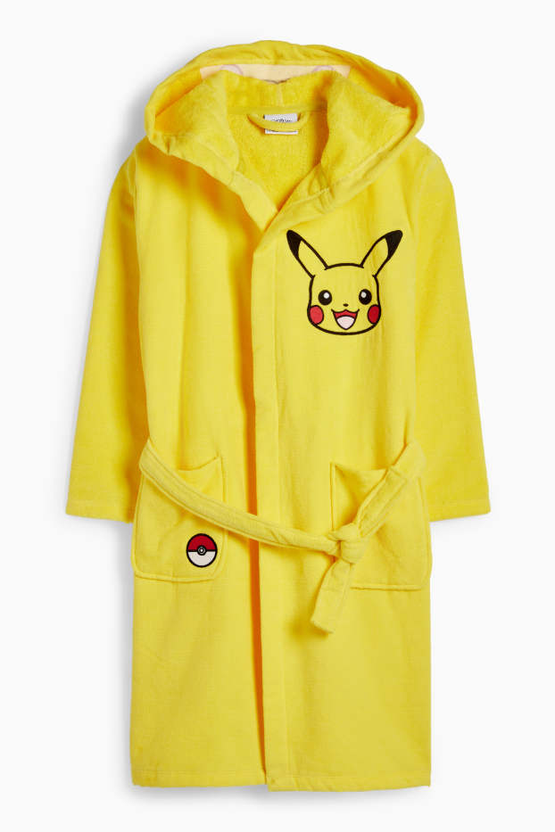 Kinderen: jongens - Pokémon - Pikachu - badjas met capuchon - geel