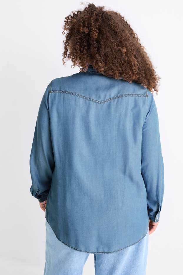 Women - Denim blouse - light blue