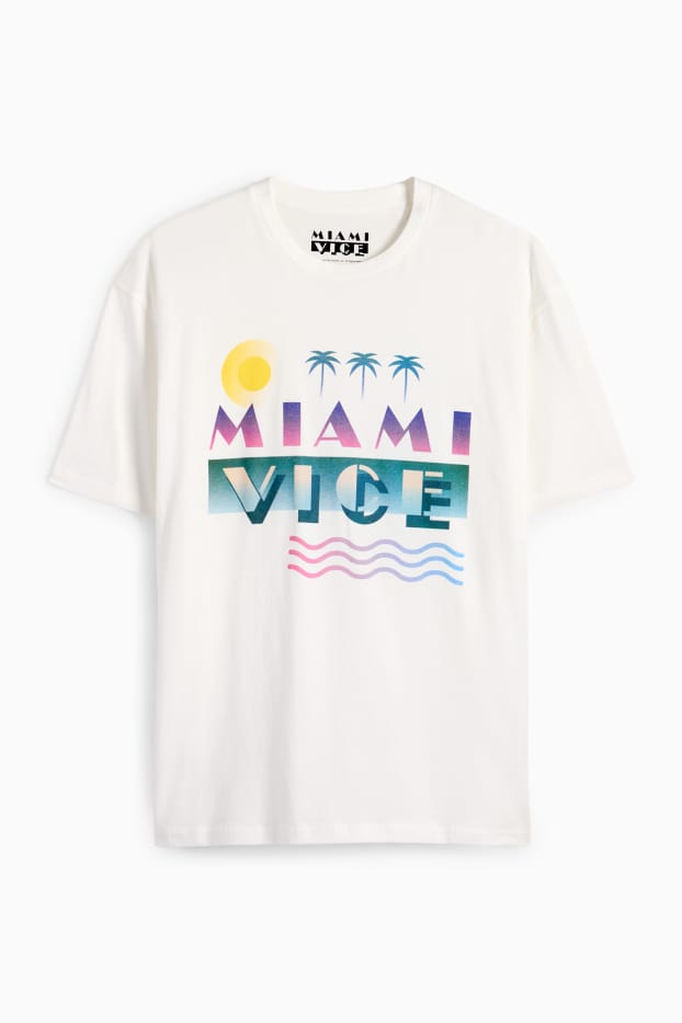 Heren - T-shirt - relaxed fit - Miami Vice - wit