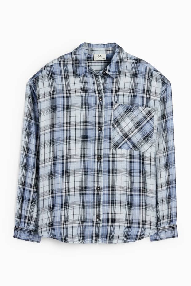 Kinderen: meisjes - Overhemd - geruit - blauw / lichtblauw