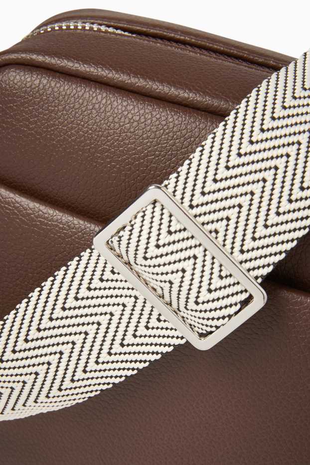 Women - Crossbody bag with detachable bag strap - faux leather - dark brown
