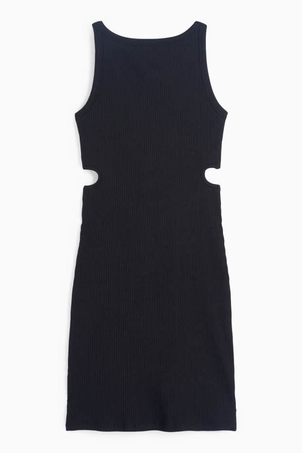 Bambine - Vestito - a coste - nero