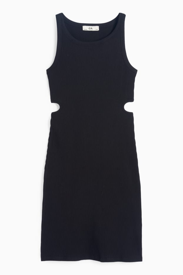 Bambine - Vestito - a coste - nero