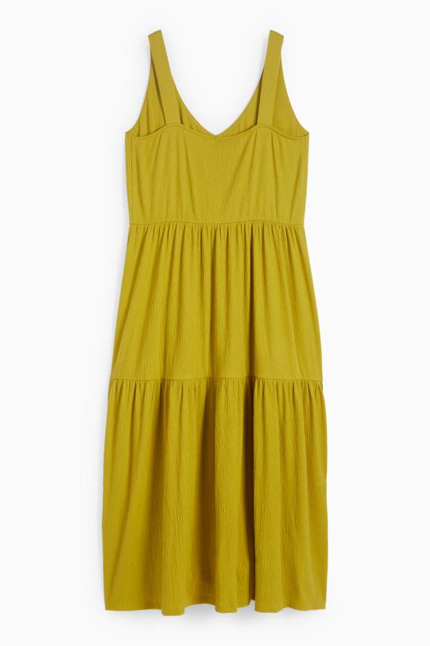 Femmes - Robe de coupe évasée - texturée - kaki