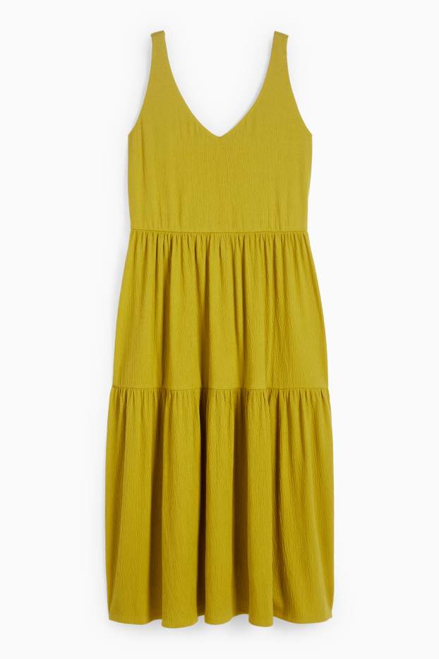 Femmes - Robe de coupe évasée - texturée - kaki