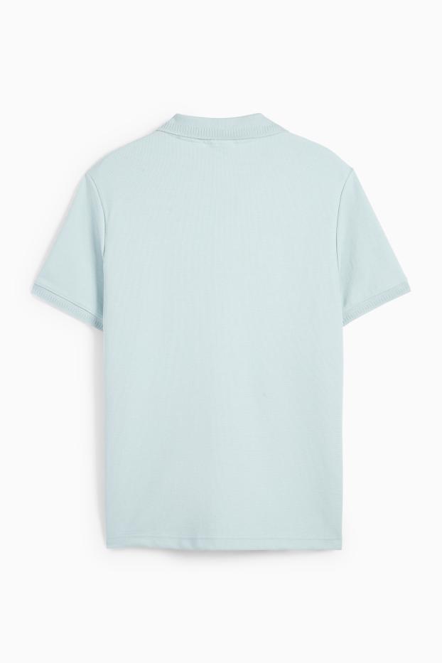 Pánské - Pletená polokošile - regular fit - strukturovaná - světle modrá