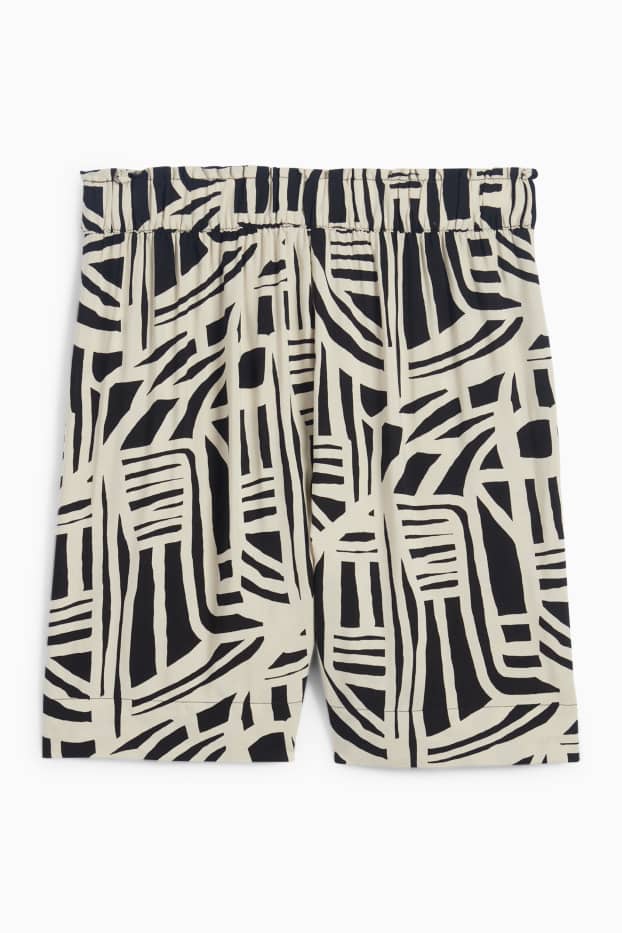 Femmes - Short - high waist - à motif - noir / beige