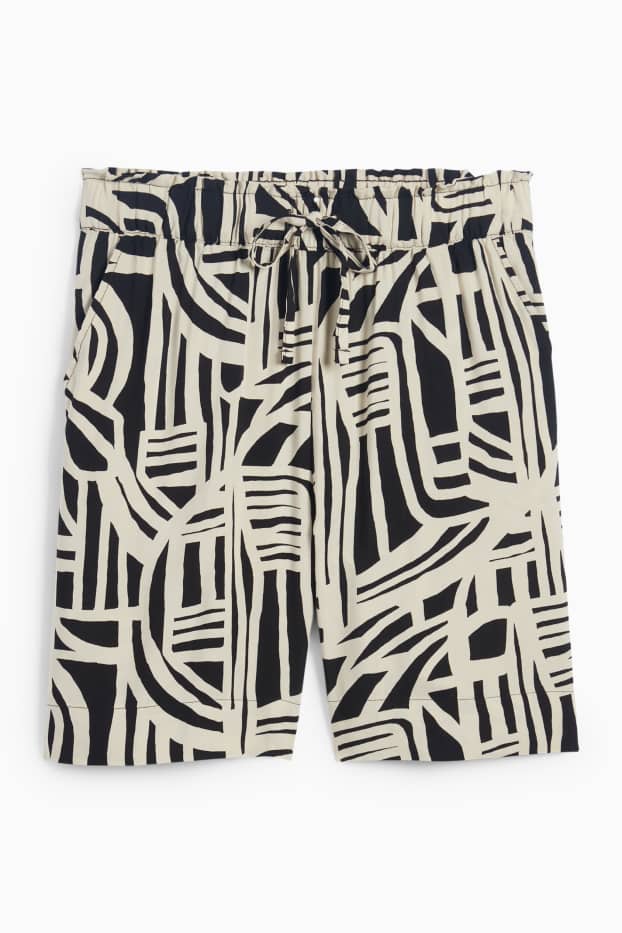 Femmes - Short - high waist - à motif - noir / beige