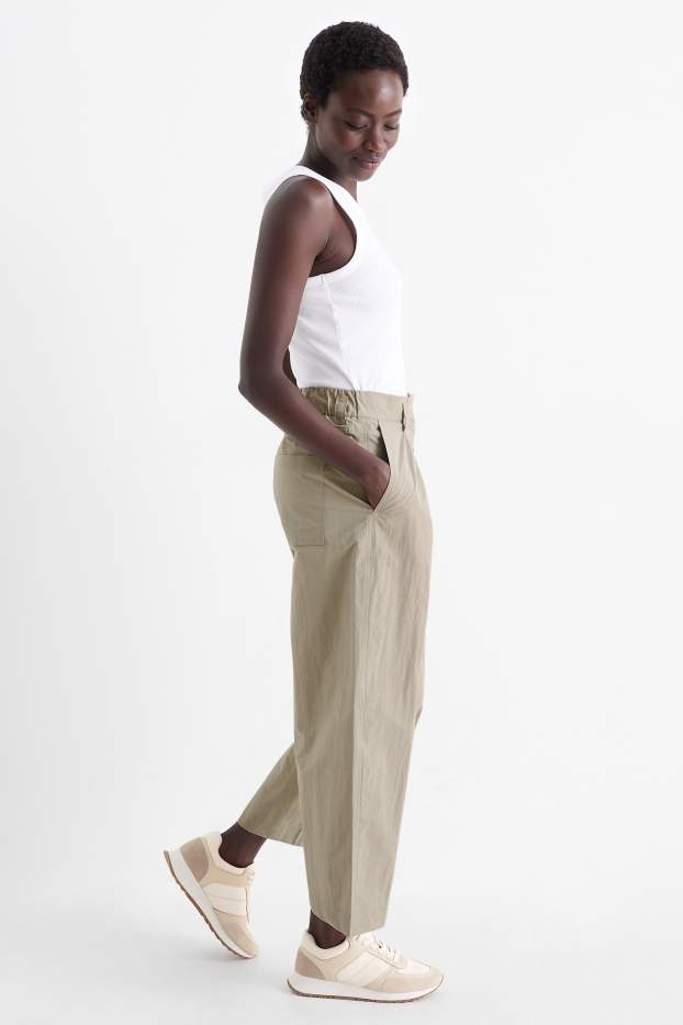 Dona - Pantalons de tela - high waist - wide leg - gris clar
