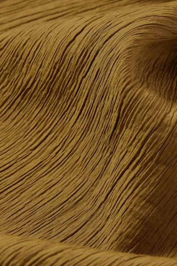 Femmes - Pantalon de toile - mid waist - wide leg - jaune moutarde