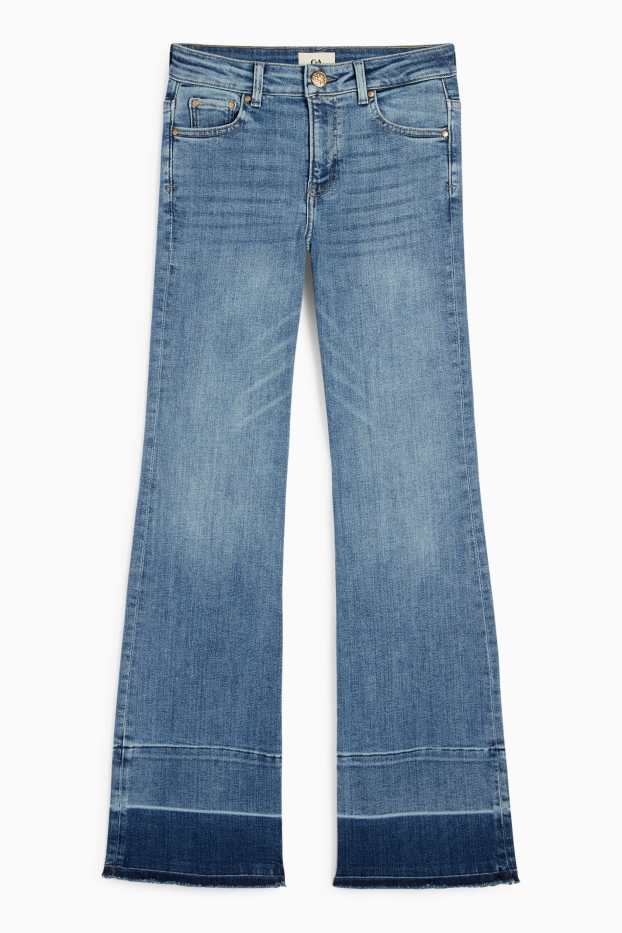 Women - Flared jeans - mid-rise waist - LYCRA® - blue denim