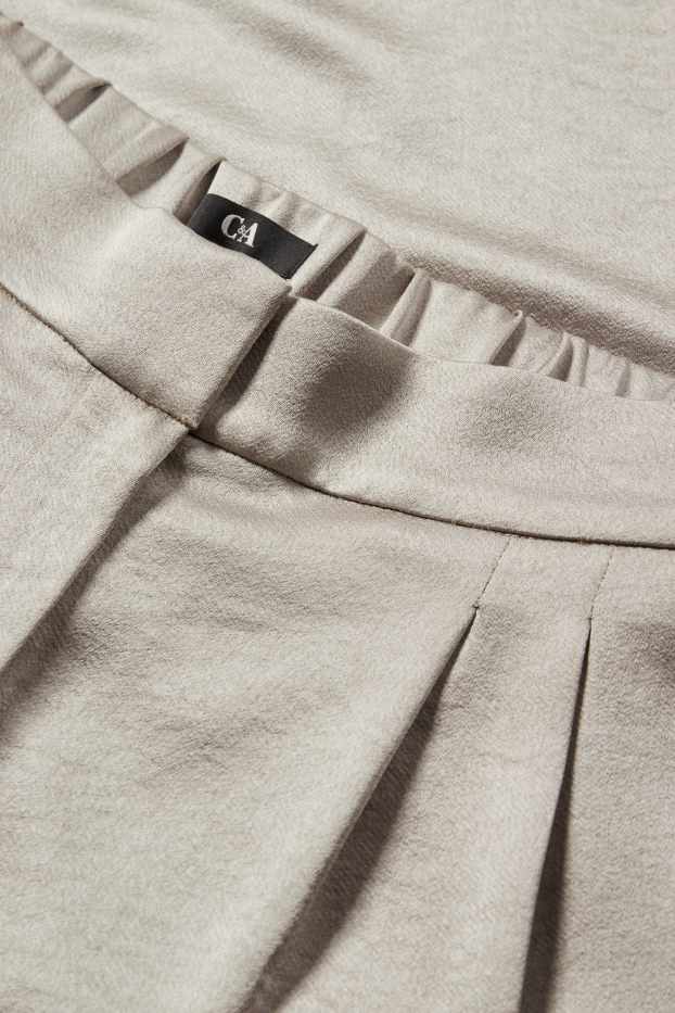 Damen - Stoffhose - High Waist - Wide Leg - hellgrau