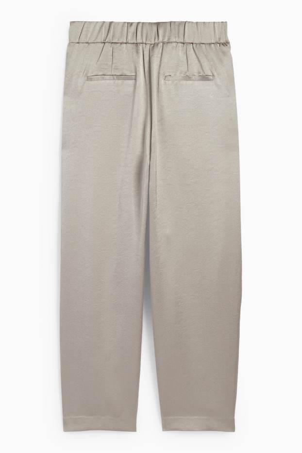 Damen - Stoffhose - High Waist - Wide Leg - hellgrau