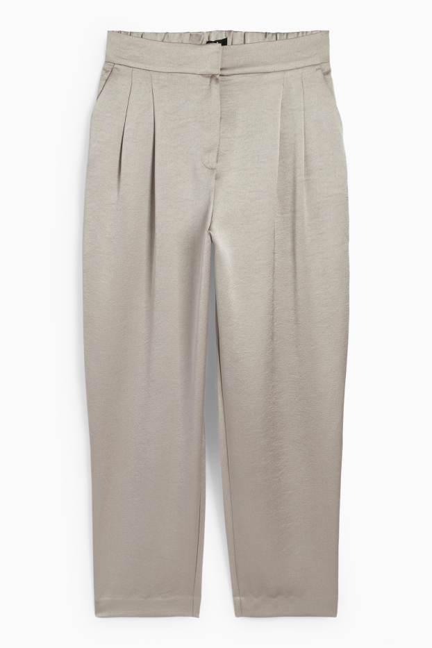 Damen - Stoffhose - High Waist - Wide Leg - hellgrau