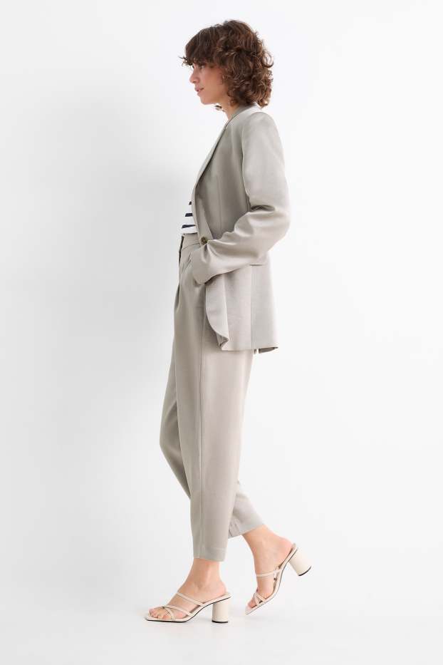 Damen - Stoffhose - High Waist - Wide Leg - hellgrau