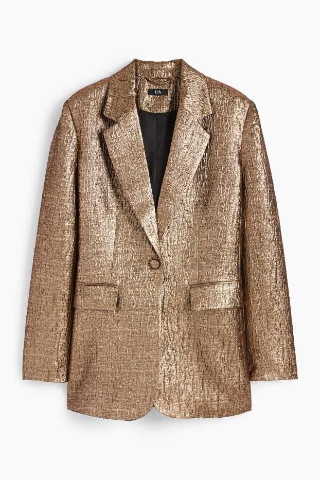 Donna - Blazer lungo - relaxed fit - brillante - bronzo