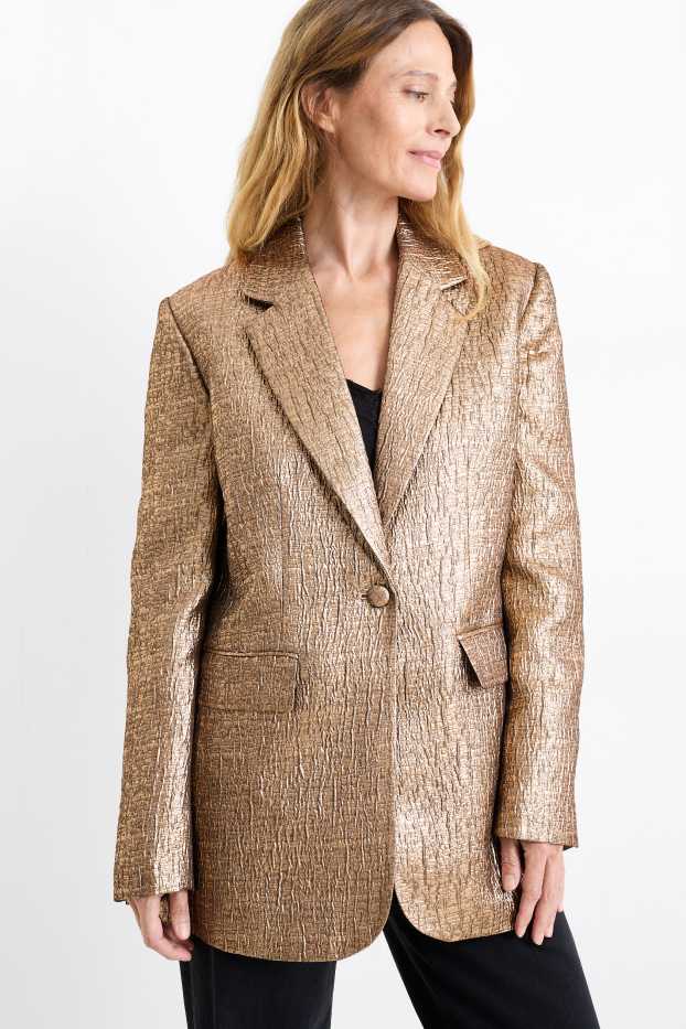 Donna - Blazer lungo - relaxed fit - brillante - bronzo