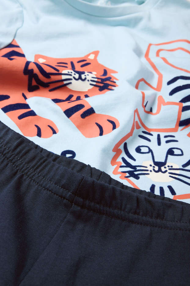Kinder Jungen - Tiger - Pyjama - 2 teilig - hellblau