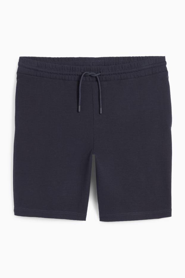Home - Pantalons curts de xandall - texturats - blau fosc