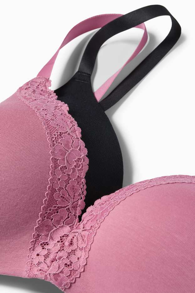 Damen - Multipack 2er - BH ohne Bügel  - schwarz / rosa