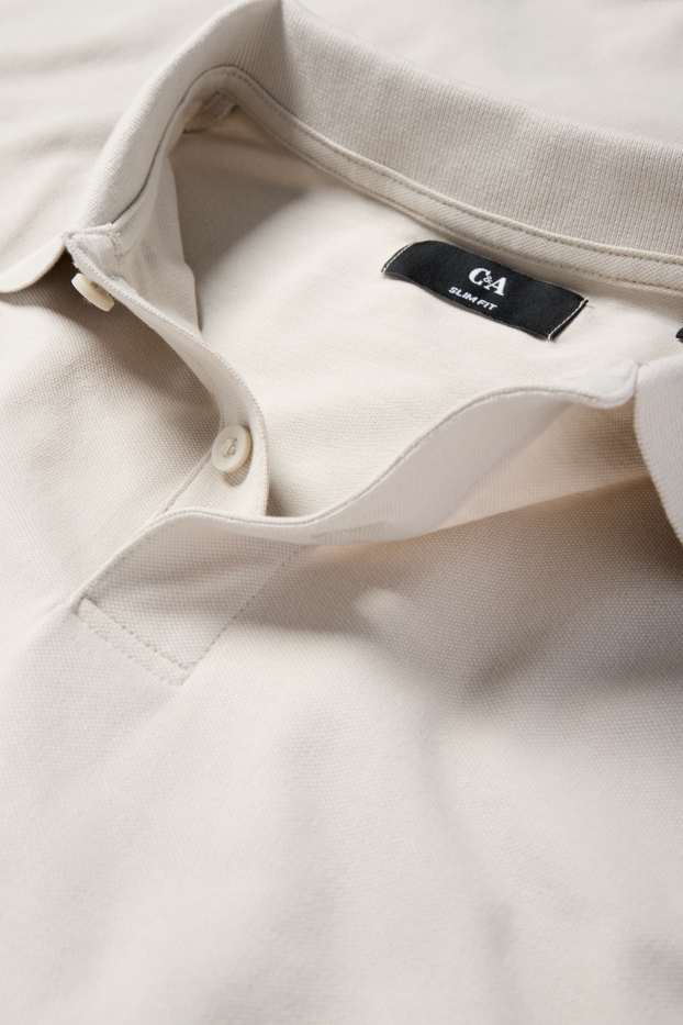 Hommes - Polo - slim fit - beige clair