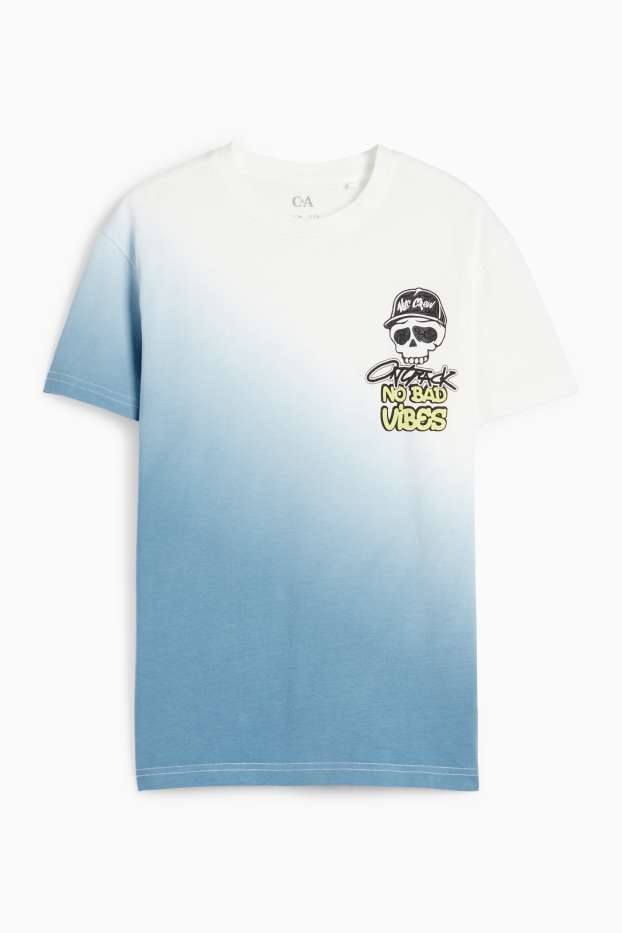 Kinder Jungen - Skelett - Kurzarmshirt - gemustert - hellblau