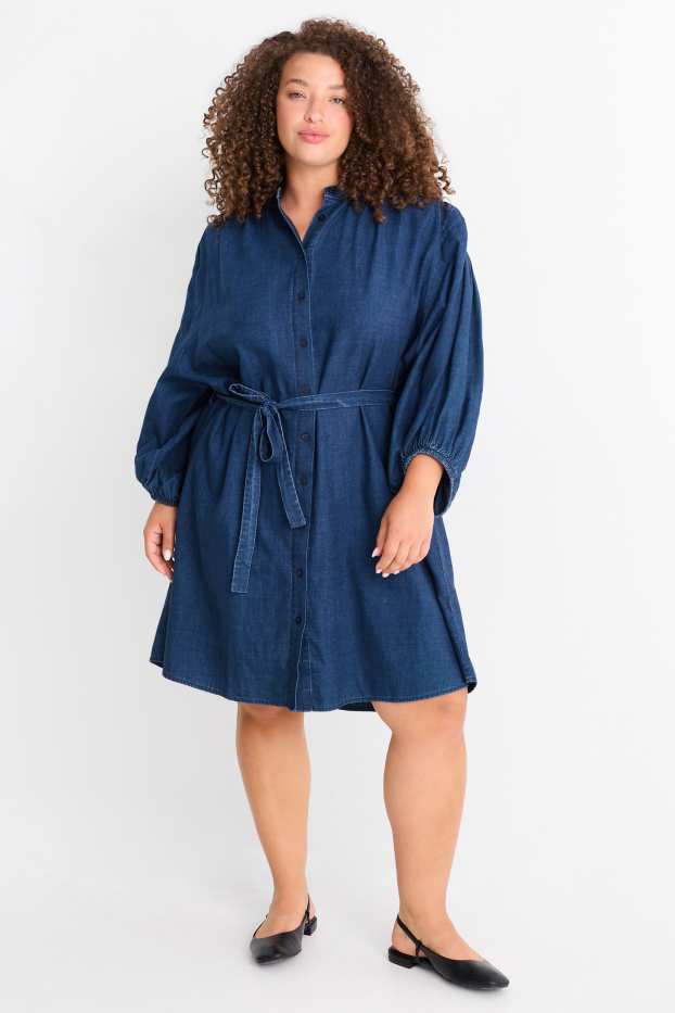 Women - Denim shirt dress - blue denim