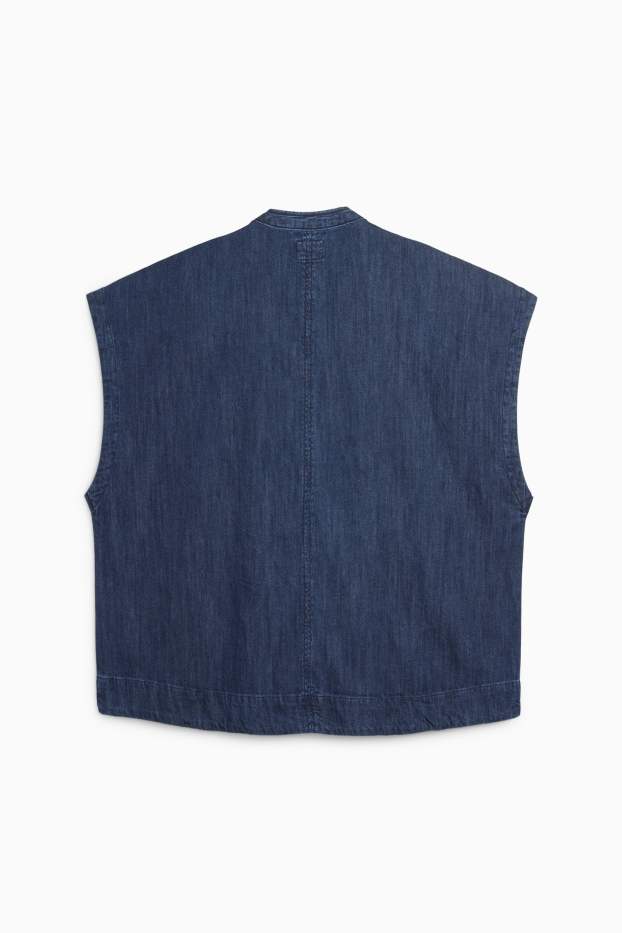 Dames - Top van denim, met V-hals - jeansdonkerblauw