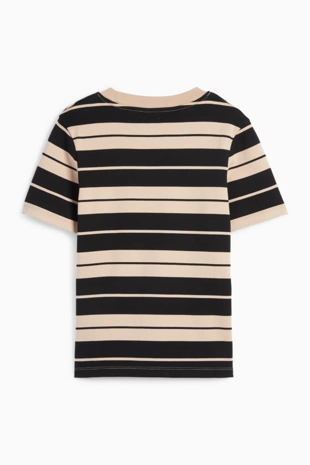 Femei - Tricou - slim fit - cu dungi - negru / nej