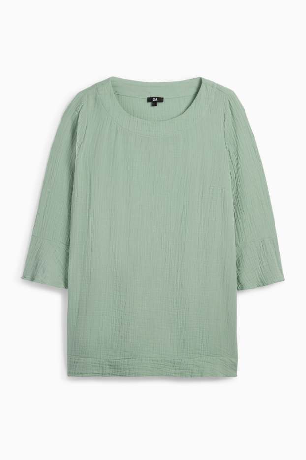 Femmes - Chemisier en gaze de coton - vert