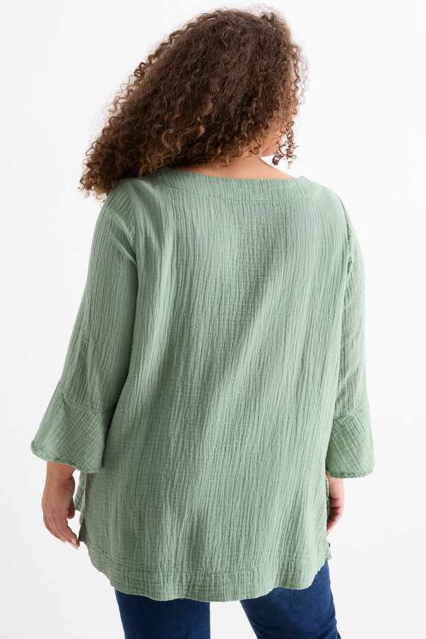 Femmes - Chemisier en gaze de coton - vert