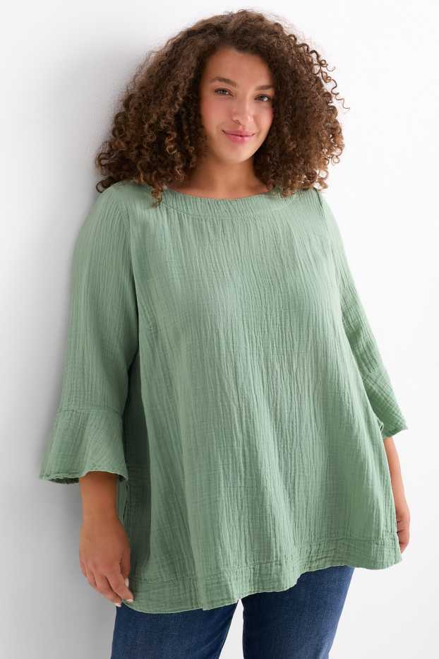 Femmes - Chemisier en gaze de coton - vert