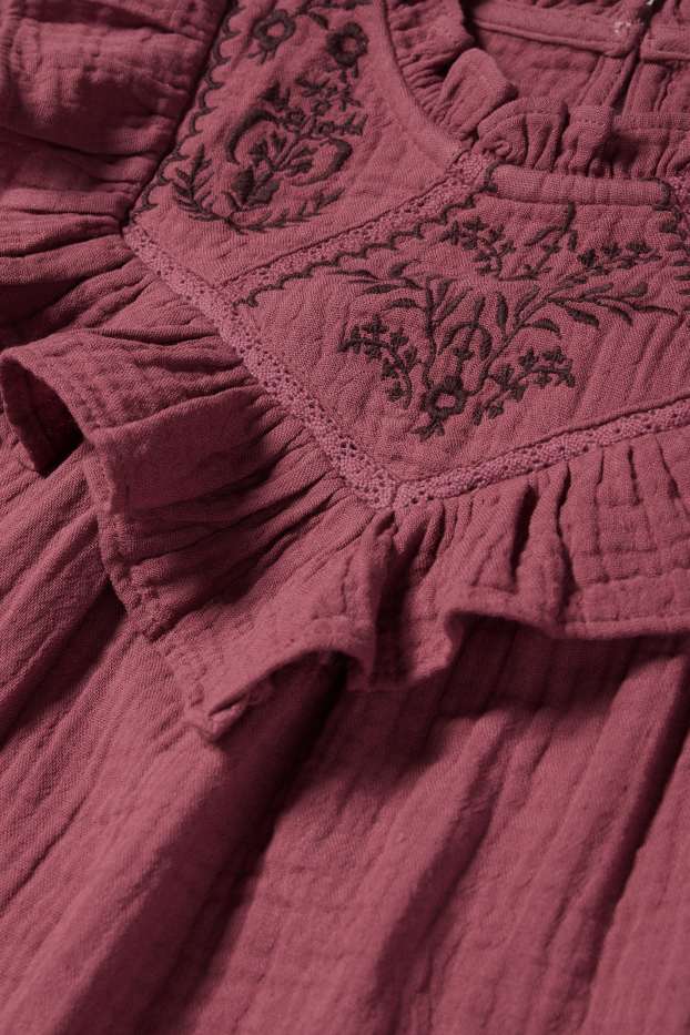 Enfants filles - Robe en mousseline - bordeaux
