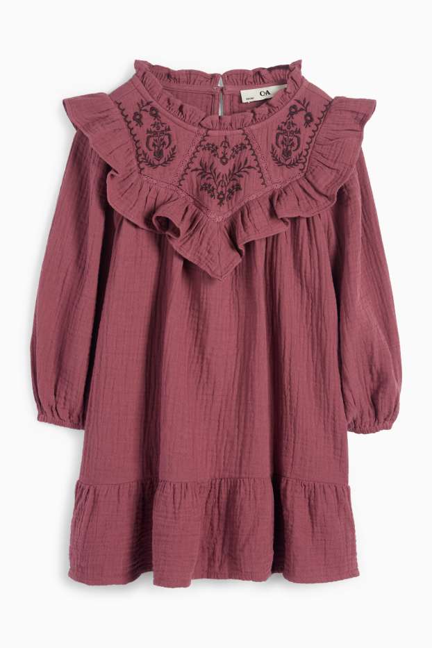 Enfants filles - Robe en mousseline - bordeaux