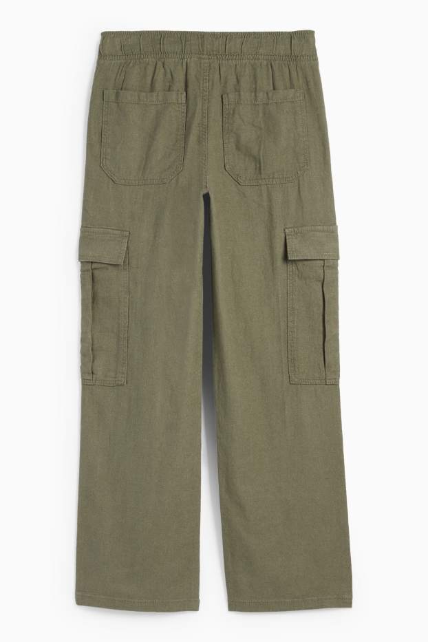 Niños: niños - Pantalón cargo - mezcla de lino - caqui