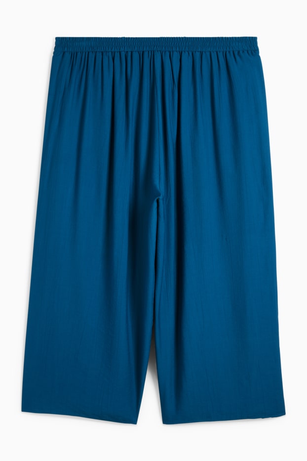 Femmes - Pantalon en toile - high waist - wide leg - bleu