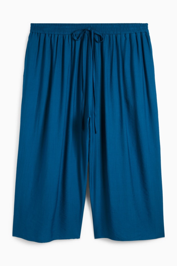 Femmes - Pantalon en toile - high waist - wide leg - bleu