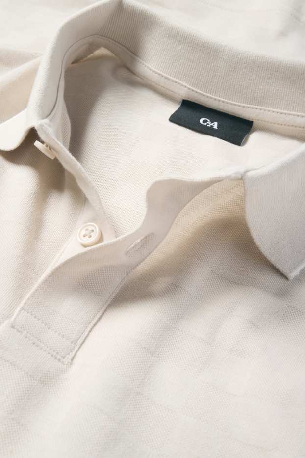 Herren - Poloshirt - Regular Fit - kariert - hellbeige