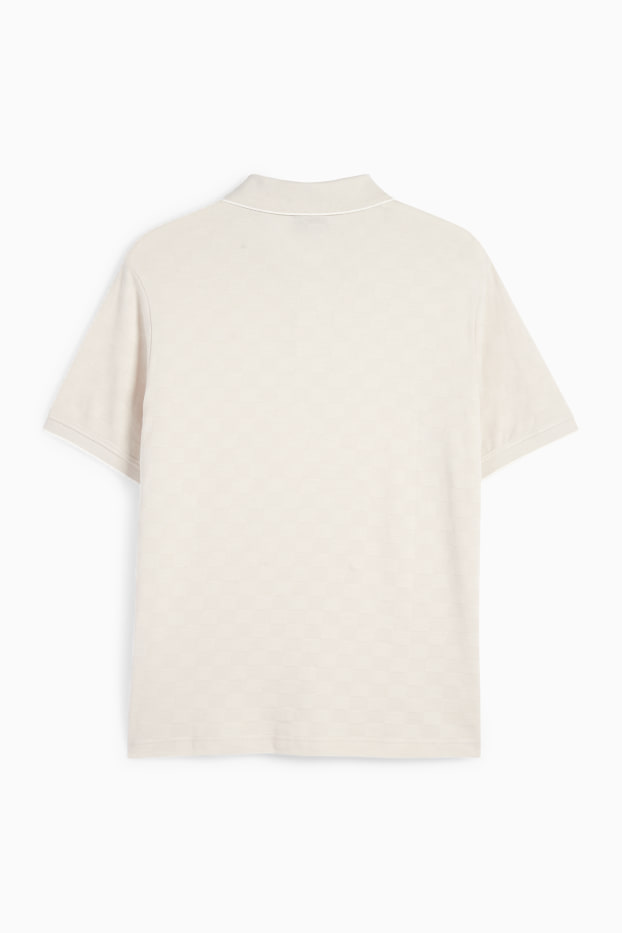 Herren - Poloshirt - Regular Fit - kariert - hellbeige
