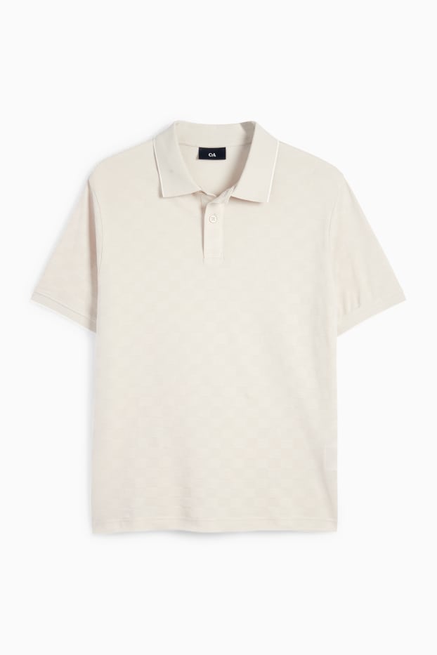 Herren - Poloshirt - Regular Fit - kariert - hellbeige