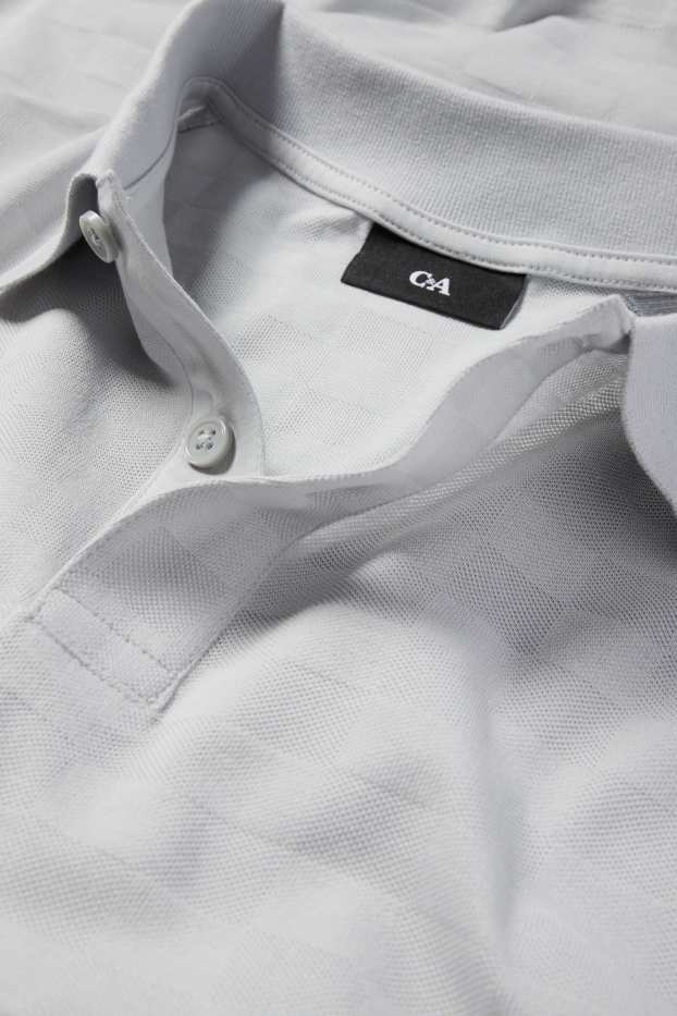 Men - Polo shirt - regular fit - check - light gray