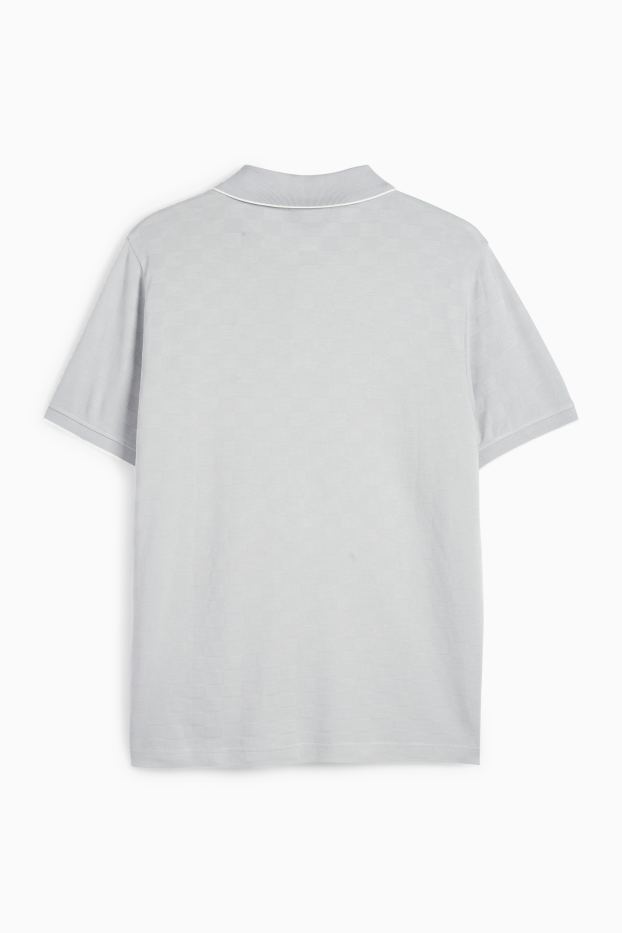Men - Polo shirt - regular fit - check - light gray