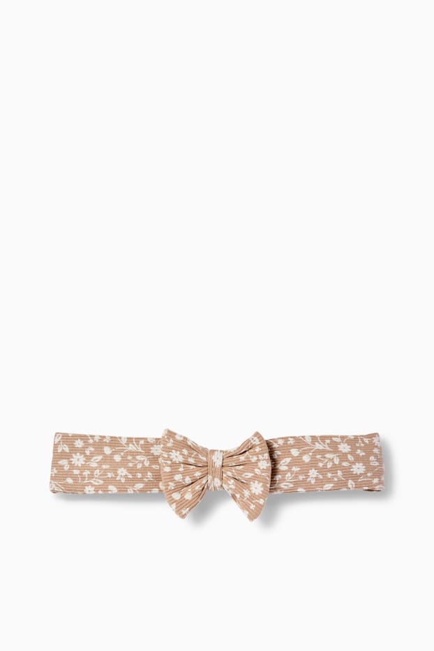 Baby: meisjes - Bloemetjes - baby-outfit - 3-delig - beige