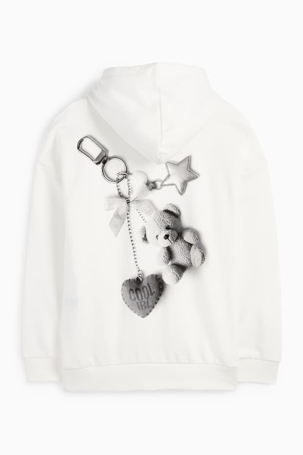 Kinder Mädchen - Bär - Hoodie - weiss