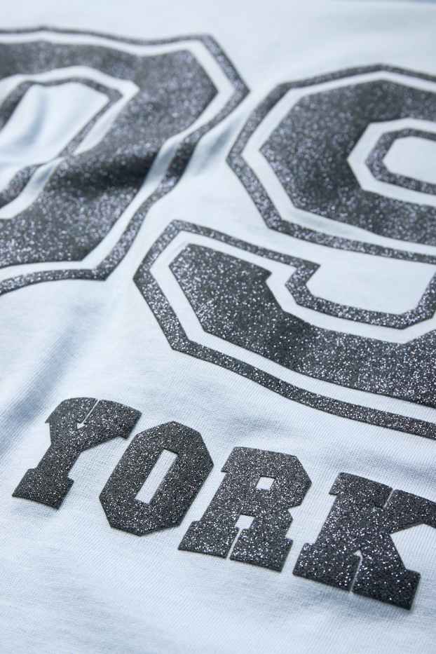 Children Girls - New York - short sleeve T-shirt - shiny - light blue