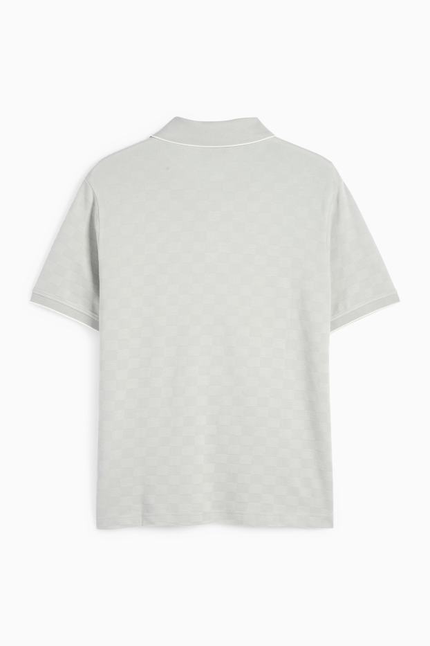 Heren - Poloshirt - regular fit - geruit - lichtgrijs