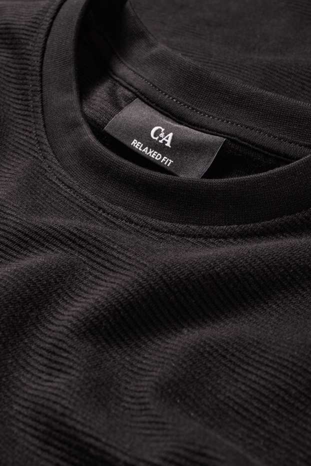 Uomo - T-shirt - relaxed fit - a coste - nero