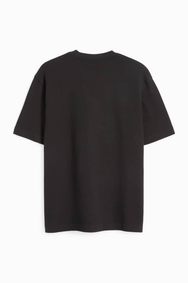 Uomo - T-shirt - relaxed fit - a coste - nero