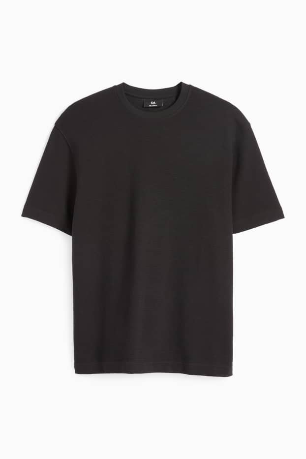 Uomo - T-shirt - relaxed fit - a coste - nero