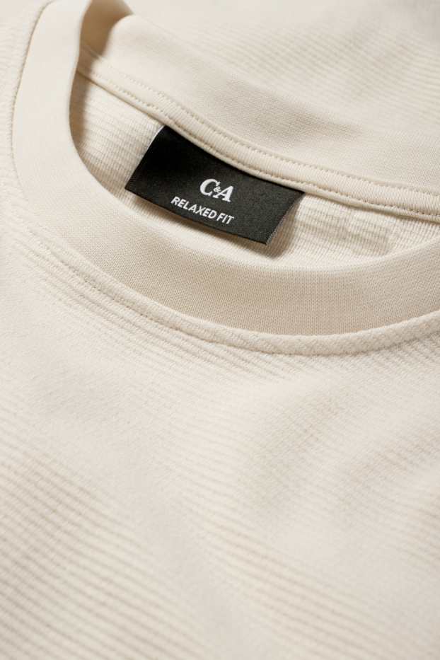 Herren - T-Shirt - Relaxed Fit - gerippt - beige